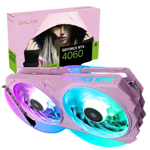 GALAX GeForce RTX 4060 EX Pink 1-Click OC 8GB GDDR6 128-bit DP 3 HDMI 2.1 DLSS 3 Graphics Card
NVIDIA Ada Lovelace Streaming Multiprocessors: Up to 2x performance and power efficiency
4th Generation Tensor Cores: Up to 2X AI performance
3rd Generation RT Cores: Up to 2X ray tracing performance
Microsoft DirectX® 12 Ultimate
GDDR6 Graphics Memory
NVIDIA DLSS
NVIDIA® GeForce Experience™
NVIDIA G-SYNC®
NVIDIA GPU Boost™
Game Ready Drivers
Vulkan RT API, OpenGL 4.6
DisplayPort 1.4a, HDMI 2.1
HDCP 2.3
VR Ready
All photos, specifications, contents are used for reference only and are subject to change without notice.