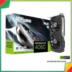 ZOTAC GAMING GeForce RTX 4060 8GB Twin Edge OC GDDR6 Graphics Card<div>The ZOTAC GAMING GeForce RTX 4060 8GB Twin Edge OC is a compact and capable graphics card, featuring the NVIDIA Ada Lovelace architecture and an aerodynamic-inspired design. With a reduced 2 slot size, it's an excellent choice for those who want to build a SFF gaming PC capable of smooth framerate and 1080p performance in the latest title releases.</div>
<strong>Feature Highlights:</strong>
- Powered by NVIDIA DLSS 3, ultra-efficient Ada Lovelace arch, and full ray tracing
- Compact design with 2 Slot footprint
- Metal backplate
- Freeze Fan Stop
- 222.3mm / 8.8" in length
- 8-pin PCIe power connector
- All-new FireStorm Utility