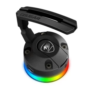 Cougar Bunker RGB Mouse Bungee w/ USB Hub<h4>Features</h4>
<ul>
<li><strong>RGB</strong>: A Powerful RGB Lighting System with 14 Effects</li>
<li> <strong>Convenient</strong>: A USB 2.0 Hub with Two Ports</li>
<li><strong> Stable</strong>: Powerful (and Patented) Vacuum Suction
Pad System</li>
</ul>