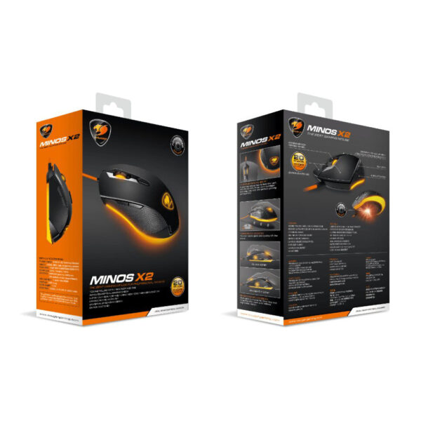 Cougar Minos X2 3000 DPI Optical Gaming Mouse w/ Orange LED - Black - Computer Accessories