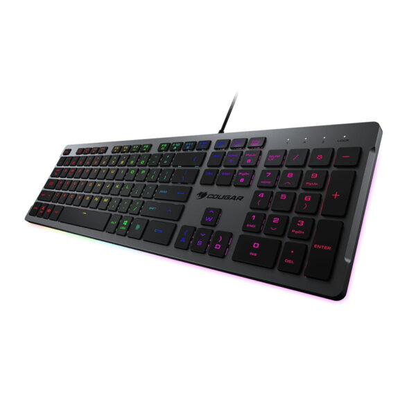 Cougar Vantar-S RGB Scissor-Switch Gaming Keyboard/ Flat Caps/Underglow/USB Keyboard- Black | White - Black