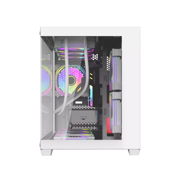 DarkFlash C285MP Exquisite M-ATX Tempered Glass Panoramic Transparent Side Computer Case - Black | White - Chassis