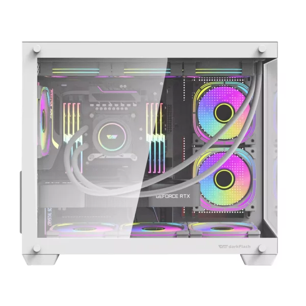 DarkFlash C285MP Exquisite M-ATX Tempered Glass Panoramic Transparent Side Computer Case - Black | White - Chassis