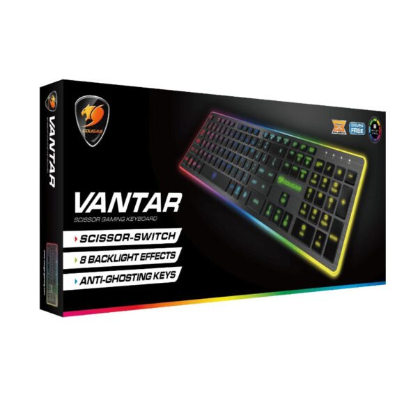 Cougar Vantar Scissor Switch Gaming Keyboard W/8 Backlight Effects USB - Computer Accessories