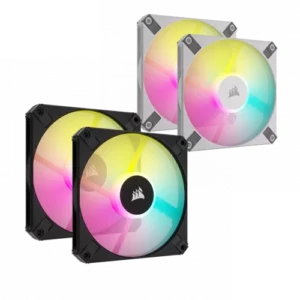 Corsair iCUE AF120 RGB SLIM 120mm PWM Fluid Dynamic Bearing Fan Twin Pack - Black | WhiteCORSAIR AF120 RGB SLIM 120mm PWM Fluid Dynamic Bearing Fans are 15mm thin to fit nearly any small-form-factor or Mini-ITX case, for spectacular airflow and RGB lighting while requiring minimal space.