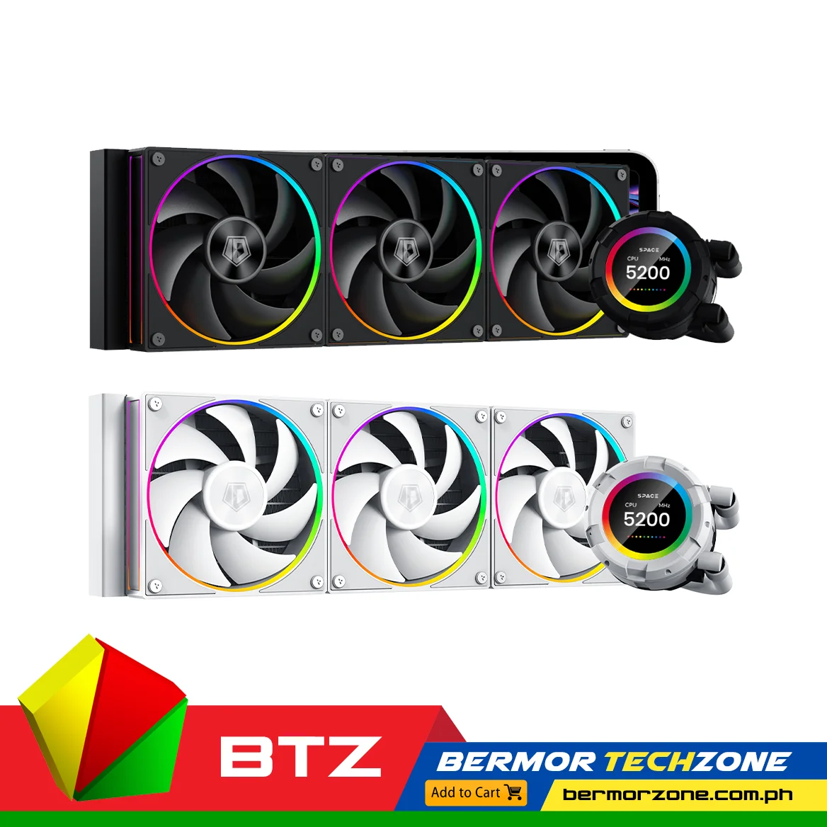 ID-Cooling Space SL360 360MM LCD AIO Liquid CPU Cooler Black, White