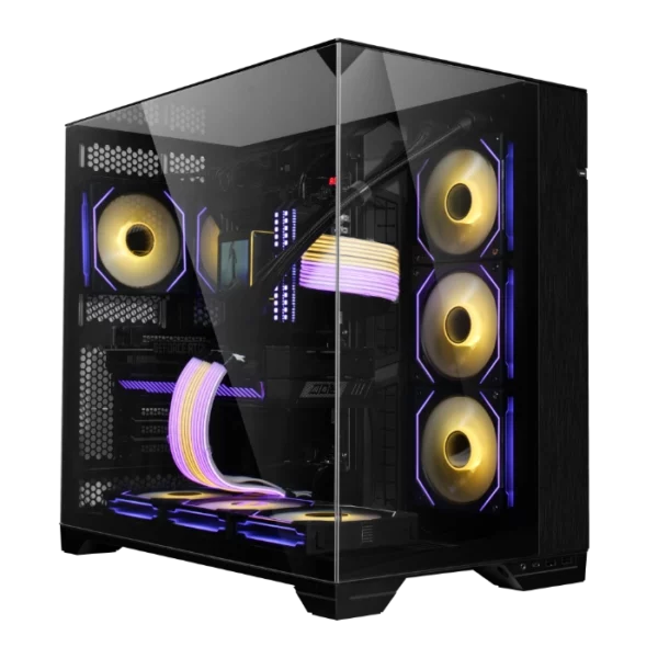 Lian Li O11 Vision E-ATX Dual Chamber Tower Gaming Chassis - Black | White | ChromeO11 Vision


 	Three sides of column-less glass panels provide the most seamless view of components
 	Modular and toolless design panels and fan brackets ensure a friendly installation process
 	Supports a up to 2 × 360mm radiators + 1 × 240mm radiator and a maximum of 8 fans (11 fans with push-pull setup)
 	Features 27mm tall feet and hollowed bottom design to increase cold air intake.
 	Dual-chamber layout with cable management compartment and cable holders