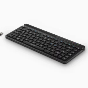 Prolink GK-5001M Multi-device Anti-Bacterial Mini Keyboard (Bluetooth Wireless USB Receiver)Bluetooth 3.0 / 5.0 + USB receiver (Wireless 2.4GHz)
1 x AAA Battery
82 Keys (inclusive of 13 multimedia shortcuts)
Multi-device Pairing -Up to 3 devices
Wireless Distance -Up to 10 meters