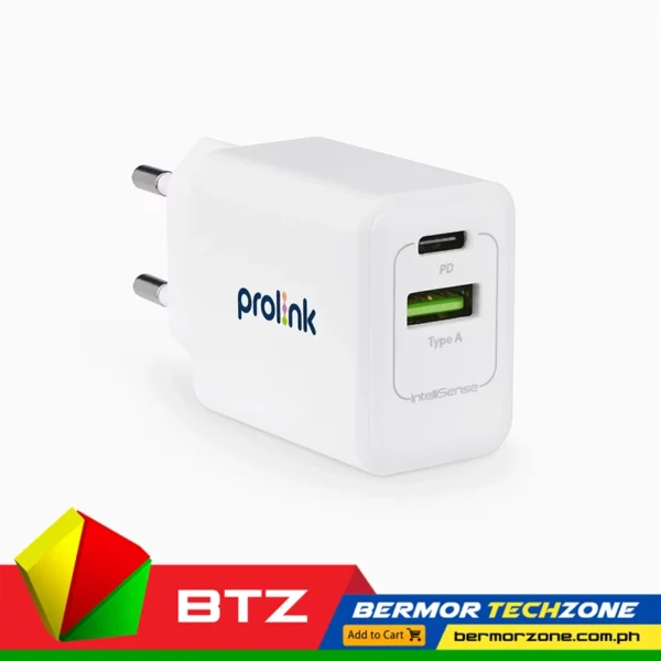 Prolink PTC21801 20W 2 Port PD Charger with IntelliSense