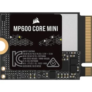 Corsair MP600 CORE MINI 2TB PCIe 4.0 Gen4 x4 NVMe M.2 SSD Solid State Drive<p class="PDP_product-name__VXRT2">MP600 CORE MINI 2TB PCIe 4.0 (Gen4) x4 NVMe M.2 SSD</p>

<div class="PDP_product-info__2pnEc">
<div class="PDP_pdp-info-wrap__3_rPF">
<div>The CORSAIR MP600 CORE MINI offers strong storage performance in a tiny package that’s ideal for handheld gaming PCs and tablets, achieving rapid read and write speeds.</div>
<div>
<table class="TechSpecsTab_table__1ZPpg w-full block">
<tbody class="block w-full">
<tr class="TechSpecItem_tableRow__1dRXZ block lg:flex lg:justify-between">
<th class="TechSpecItem_tableHeader__2tOGU block text-left text-sm lg:basis-1/2" scope="row">Storage Form Factor</th>
<td class="TechSpecItem_tableData__3evHs block lg:basis-1/2 text-sm">M.2 2230</td>
</tr>
<tr class="TechSpecItem_tableRow__1dRXZ block lg:flex lg:justify-between">
<th class="TechSpecItem_tableHeader__2tOGU block text-left text-sm lg:basis-1/2" scope="row">Memory Type</th>
<td class="TechSpecItem_tableData__3evHs block lg:basis-1/2 text-sm">PCIe Gen 4.0 x4</td>
</tr>
<tr class="TechSpecItem_tableRow__1dRXZ block lg:flex lg:justify-between">
<th class="TechSpecItem_tableHeader__2tOGU block text-left text-sm lg:basis-1/2" scope="row">SSD Max Sequential Read CDM</th>
<td class="TechSpecItem_tableData__3evHs block lg:basis-1/2 text-sm">Up to 5000MB/s</td>
</tr>
<tr class="TechSpecItem_tableRow__1dRXZ block lg:flex lg:justify-between">
<th class="TechSpecItem_tableHeader__2tOGU block text-left text-sm lg:basis-1/2" scope="row">Power Consumption Active</th>
<td class="TechSpecItem_tableData__3evHs block lg:basis-1/2 text-sm">4.1W Average</td>
</tr>
<tr class="TechSpecItem_tableRow__1dRXZ block lg:flex lg:justify-between">
<th class="TechSpecItem_tableHeader__2tOGU block text-left text-sm lg:basis-1/2" scope="row">NAND Technology</th>
<td class="TechSpecItem_tableData__3evHs block lg:basis-1/2 text-sm">3D QLC</td>
</tr>
</tbody>
</table>
</div>
</div>
</div>