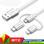 UGreen CD221 USB 2.0 A To Micro USB+Lightning+Type C 3 in 1 Cable Silver 1.5M