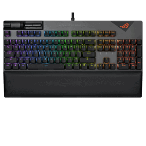 Asus XA08 ROG Strix Flare II NX Red Gaming Mechanical KeyboardThe ROG Strix Flare II Animate gaming mechanical keyboard offers a personalized experience with its AniMe Matrix™ LED display, lightning-fast 8000 Hz polling rate, and swappable ROG NX or Cherry MX mechanical switches. With intuitive controls, durable PBT keycaps, and improved acoustics, it provides unparalleled gaming performance and customization options, all wrapped in a stylish and ergonomic design complete with a detachable wrist rest featuring a light diffuser.