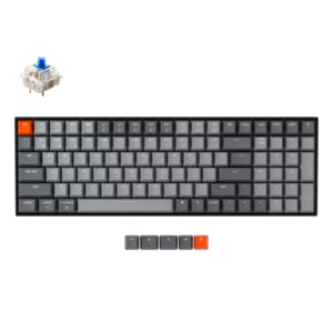 Keychron K4 Hot Swap White LED Gateron 96 Percent Layout 100 Keys Wireless Mechanical Gaming Keyboard Red | Blue | Brown Switch
 	A 96% layout (100-key) hot-swap white LED backlight wireless mechanical keyboard with a number pad in a compact design that’s built for productivity and a tactile typing experience.
 	Connects with up to 3 devices via Bluetooth and switch among them easily. With high reliable and broad compatibility Broadcom Bluetooth 5.1 chipset, the K4 version 2 is best to fit home, office and light gaming use while connecting with your smartphone, laptop and iPad. It also has wired mode with USB Type-C connection.
 	With a unique Mac layout, the K4 has all the necessary Mac function keys while still being compatible with Windows. Extra keycaps for both Windows and Mac operating systems are included.
 	The K4 can last up to 240 hours (with backlit disabled) with a 4000 mAh big battery, which is one of the biggest in mechanical keyboards. N-key rollover (NKRO) on wired mode or 6KRO on wireless mode.
 	With the Gateron G Pro Mechanical Red, Blue and Brown switch providing unrivaled clicky responsiveness with up to 50 million keystroke lifespan. The K4 has enchanting hot-swap white LED backlight with modern keycap legends to sync with your mood;
