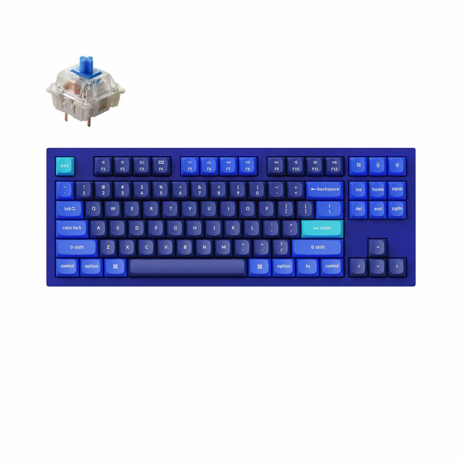 Keychron Q3 Full Assembled Knob RGB Backlight LED Hot-Swap Aluminum Gateron Red | Blue | Brown Switch 80 Percent Layout 87 Keys Wired Keyboard Only - BlueThe Keychron Q3 is a top-tier, fully customizable mechanical keyboard designed to elevate your typing experience. Crafted with a classic tenkeyless layout, a full aluminum CNC machined body, and a double-gasket design, the Q3 offers premium comfort and endless customization possibilities. It features QMK/VIA support for easy programming, a programmable knob for enhanced workflow, and OSA profile double-shot PBT keycaps for a comfortable feel. The keyboard also allows for switch layouts between macOS and Windows, making it versatile for different operating systems. With hot-swappable sockets, south-facing RGB LED lights, and all-new screw-in PCB stabilizers, the Q3 is a standout choice for enthusiasts seeking a high-performance keyboard.