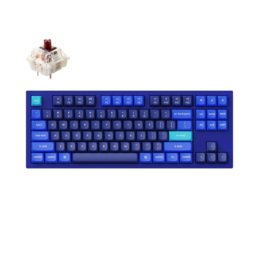 Keychron Q3 Full Assembled Knob RGB Backlight LED Hot-Swap Aluminum Gateron Red | Blue | Brown Switch 80 Percent Layout 87 Keys Wired Keyboard Only - BlueThe Keychron Q3 is a top-tier, fully customizable mechanical keyboard designed to elevate your typing experience. Crafted with a classic tenkeyless layout, a full aluminum CNC machined body, and a double-gasket design, the Q3 offers premium comfort and endless customization possibilities. It features QMK/VIA support for easy programming, a programmable knob for enhanced workflow, and OSA profile double-shot PBT keycaps for a comfortable feel. The keyboard also allows for switch layouts between macOS and Windows, making it versatile for different operating systems. With hot-swappable sockets, south-facing RGB LED lights, and all-new screw-in PCB stabilizers, the Q3 is a standout choice for enthusiasts seeking a high-performance keyboard.
