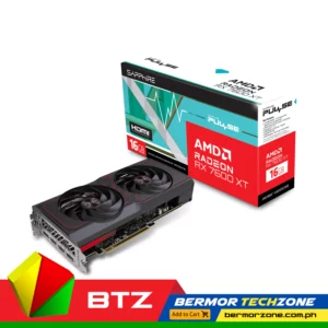 Sapphire Pulse Radeon RX 7600 XT 16GB GDDR6 Graphics Card<ul>
 	<li>GPU: Boost Clock: Up to 2810 MHz</li>
 	<li>GPU: Game Clock: Up to 2539 MHz</li>
 	<li>Memory:   16GB/128 bit DDR6. 18 Gbps Effective</li>
 	<li>Stream Processors: 2048</li>
 	<li>RDNA™ 3 Architecture</li>
 	<li>Ray Accelerator: 32</li>
 	<li>AI Accelerator: 64</li>
 	<li>
<table>
<tbody>
<tr>
<td>Cooler Type</td>
<td>2 Fans</td>
</tr>
<tr>
<td>Form Factor</td>
<td>2.2 slot, ATX</td>
</tr>
<tr>
<td></td>
<td>Dimension: 250(L)X 129.25(W)X 44.56 (H)mm</td>
</tr>
</tbody>
</table>
</li>
</ul>