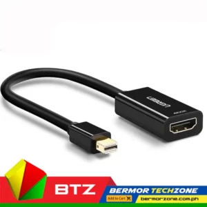 UGreen MD112 Mini DP To HDMI Female Converter 4K 25CMThe UGREEN Mini DisplayPort to HDMI adapter offers seamless connectivity for laptops or computers with a mini DisplayPort to HDMI-equipped monitors, displays, HDTVs, or projectors. Supporting Ultra HD 4K resolution at 30Hz, it enhances viewing experiences in gaming, home theater, and presentations, while providing simultaneous audio and video transmission. The adapter boasts broad compatibility with various devices, excluding Surface Pro 7, Surface Book 2, or Surface Studio 2, and features gold-plated connectors for durability and superior signal performance, ensuring lag-free video and audio.