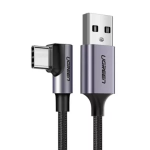 UGreen US284 Angled USB-C Male To USB2.0 A Male 3A Data Cable 90°Angle 1MSafe and Quick Charge: This USB C to USB A cable supports Quick Charge 2.0 and 3.0, with max output up to 3A. It is fully compatible with Samsung Adaptive Fast Charging AFC and Huawei Fast Charging Protocol FCP, providing 5V 3A, 9V 2A or 12V 1.5A fast charge. With a built-in 56KΩ resistor, this type c charger guarantees reliable conductivity and charging, protecting your cell phones from damage due to excessive current.