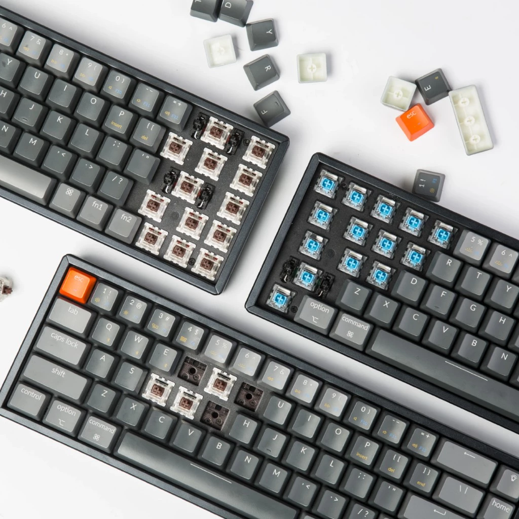 Keychron K6 RGB Backlight LED 65% Layout 68 Keys Gateron Switch Wireless Aluminum Mechanical Keyboard - Red | Blue | BrownKeychron K6 Wireless mechanical keyboard has included keycaps for both Windows and macOS, and users can hotswap every switch in seconds with the hot-swappable version.
Number of Keys: 68 keys
Version: Gateron / Optical / Hot-swappable
Switches: Gateron G Pro mechanical / LK optical
Number of Multimedia Keys: 12
Frame Material: ABS / ABS+Aluminum bezels
Keycap Material: ABS
Keycap Profile: OEM
Layout: ANSI
Polling Rate (Wired Mode): 1000Hz
Polling Rate (Wireless Mode): 90Hz
