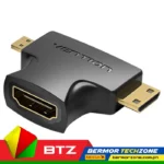 Vention Dual Direction PVC 1080P@60Hz Micro A Female C Male D Male  Mini HDMI Black