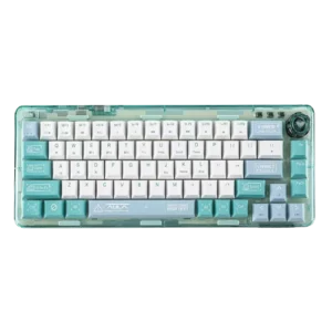 Aula F68 3 IN 1 Gaming Mechanical Hot Swappable Keyboard GreenThe F68 keyboard features an elegant transparent design that adds a modern touch to your setup. It offers full-key hot-swappability for customization and compatibility with 3-pin and 5-pin switches. The keyboard is designed with advanced sound and shock absorption features for quieter typing.

Its gasket-mounted structure provides a smooth typing experience, and it offers versatile connectivity options with Bluetooth 5.0, 2.4GHz wireless, and Type-C wired modes. The keyboard also boasts dynamic RGB lighting effects with music rhythm synchronization for a personalized and immersive atmosphere.