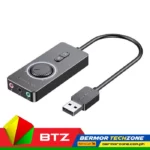 Vention Adjustable Volume Mute Button 44.1 48k@16bit Casing USB Sound Card Black