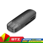 Vention Nickel-Plated 480Mbps 2.0 SD TF 1-LUN USB 2.0-A Male SD TF Card Reader Black