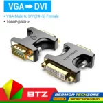 Vention VGA To DVI Female Adaptor Dual Direction PVC 40.8mm 34.9mm 14mm 1080P@60Hz Black