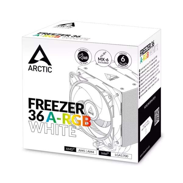 ARCTIC Freezer 36 A-RGB Multi Compatible Tower CPU Air Cooler with A-RGB - Black | White