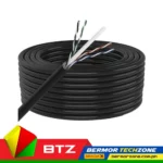 Vention PVC Copper-Clad Aluminum 24AWG 0.48mm OD 6.8mm 250MHz 1000Mbps Outdoor CAT6 Cable 305M Black