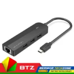 Vention Nickel-Plated 10 100Mbps 480Mbps USB-C HUBS With  Ethernet Black