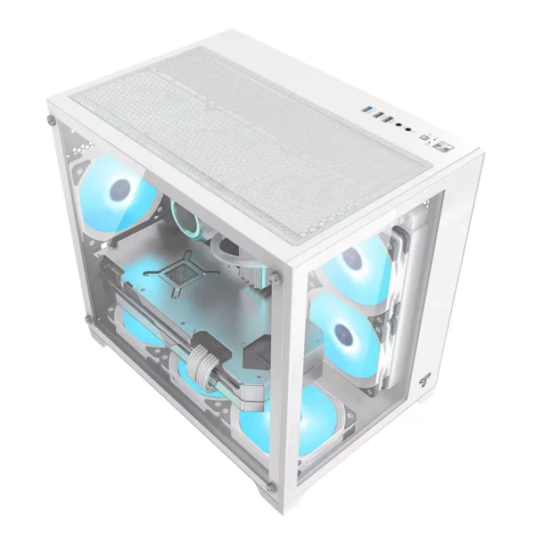 Trendsonic OLAF OL31M Dual Chamber TG Gaming Micro ATX Case with 3 FRGB Fans - Black | White