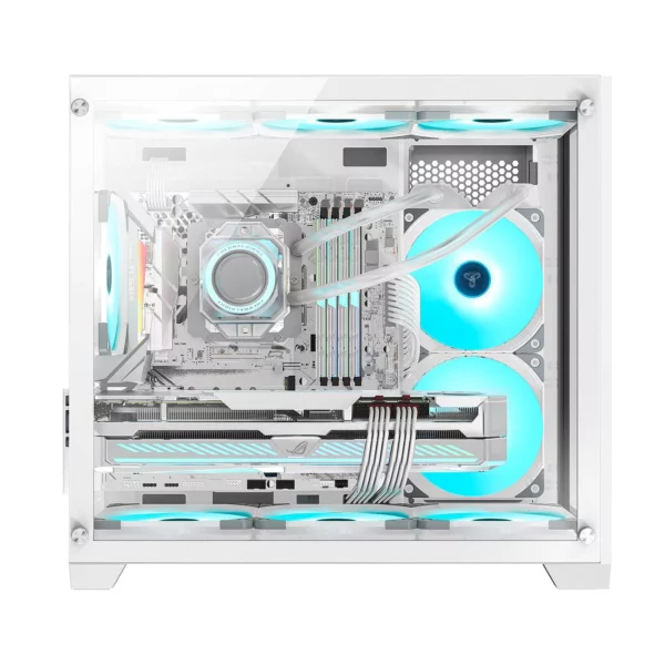 Trendsonic OLAF OL31M Dual Chamber TG Gaming Micro ATX Case with 3 FRGB Fans - Black | White