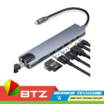 Adlink 8 In 1 USB Type C Hub HDMI RJ45 Adapter SD/TF Card Reader Thunderbolt 3 USB C Charger Port To Gigabit Ethernet Multifunction Adapter