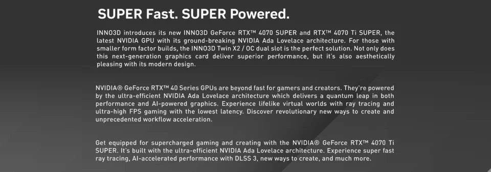 Inno3D Geforce Rtx 4070 Ti Super Twin X2 OC 16GB GDDR6X 192Bit Graphics Card