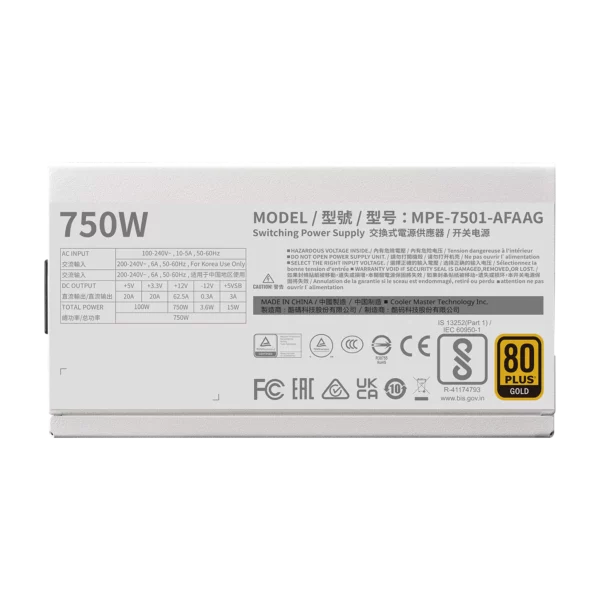 Cooler Master MWE Gold 750W | 850W V2 Full Modular Power Supply Unit White Edition