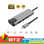 Adlink 5 In 1 USB Type C Hub HDMI RJ45 Adapter Thunderbolt 3 USB C Charger Port To Gigabit Ethernet Multifunction Adapter