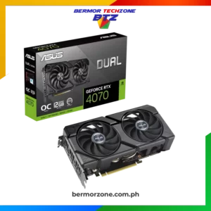 Asus Dual GeForce RTX 4070 EVO OC Edition 12GB GDDR6X Graphics Card<ul>
 	<li><strong>Model:</strong> DUAL-RTX4070-O12G-EVO</li>
 	<li><strong>Graphic Engine:</strong> NVIDIA® GeForce RTX™ 4070</li>
 	<li><strong>Bus Standard:</strong> PCIe 4.0</li>
 	<li><strong>OpenGL:</strong> 4.6</li>
 	<li><strong>Video Memory:</strong> 12GB GDDR6X</li>
 	<li><strong>Engine Clock:</strong> OC 2550 MHz / Default 2520 MHz (boost)</li>
 	<li><strong>CUDA Core:</strong> 5888</li>
 	<li><strong>Memory Interface:</strong> 192-bit</li>
 	<li><strong>Resolution:</strong> 7680 x 4320</li>
 	<li><strong>Interface:</strong> 1 x HDMI 2.1a, 3 x DisplayPort 1.4a</li>
 	<li><strong>HDCP Support:</strong> 2.3</li>
 	<li><strong>Max Display Support:</strong> 4</li>
 	<li><strong>NVlink/Crossfire:</strong> No</li>
 	<li><strong>Accessories:</strong> Speedsetup <a href="https://bermorzone.com.ph/">Manual</a>, Thank you Card</li>
 	<li><strong>Software:</strong> ASUS GPU Tweak III, GeForce Game Ready & Studio Driver</li>
 	<li><strong>Dimensions:</strong> 227.2 x 123.24 x 49.6 mm</li>
 	<li><strong>Recommended PSU:</strong> 650W</li>
 	<li><strong>Power Connectors:</strong> 1 x 8-pin</li>
 	<li><strong>Slot:</strong> 2.5</li>
</ul>