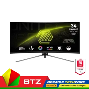 MSI MAG 345CQR 34" VA 3440x1440 UWQHD 180Hz 1ms MPRT AMD FreeSync Premium 1000R Curved Gaming MonitorMAG 345CQR


 	VA Panel – Provides 1ms (MPRT) response time, optimizes screen colors and brightness.
 	UWQHD High Resolution – Games will look even better, displaying more details.
 	180Hz Refresh Rate – Respond faster with smoother frames.
 	1ms (MPRT) Response Time – Eliminate screen tearing and choppy frame rates.
 	Night Vision – Smart black tuner to brighten your day by bringing out the fine details in dark areas.
 	Adaptive-Sync Technology - Tear free, stutter free, fluid gaming.
 	Less Blue Light – Use a software solution to reduce the light emission in the blue-violet region of the blue light spectrum.