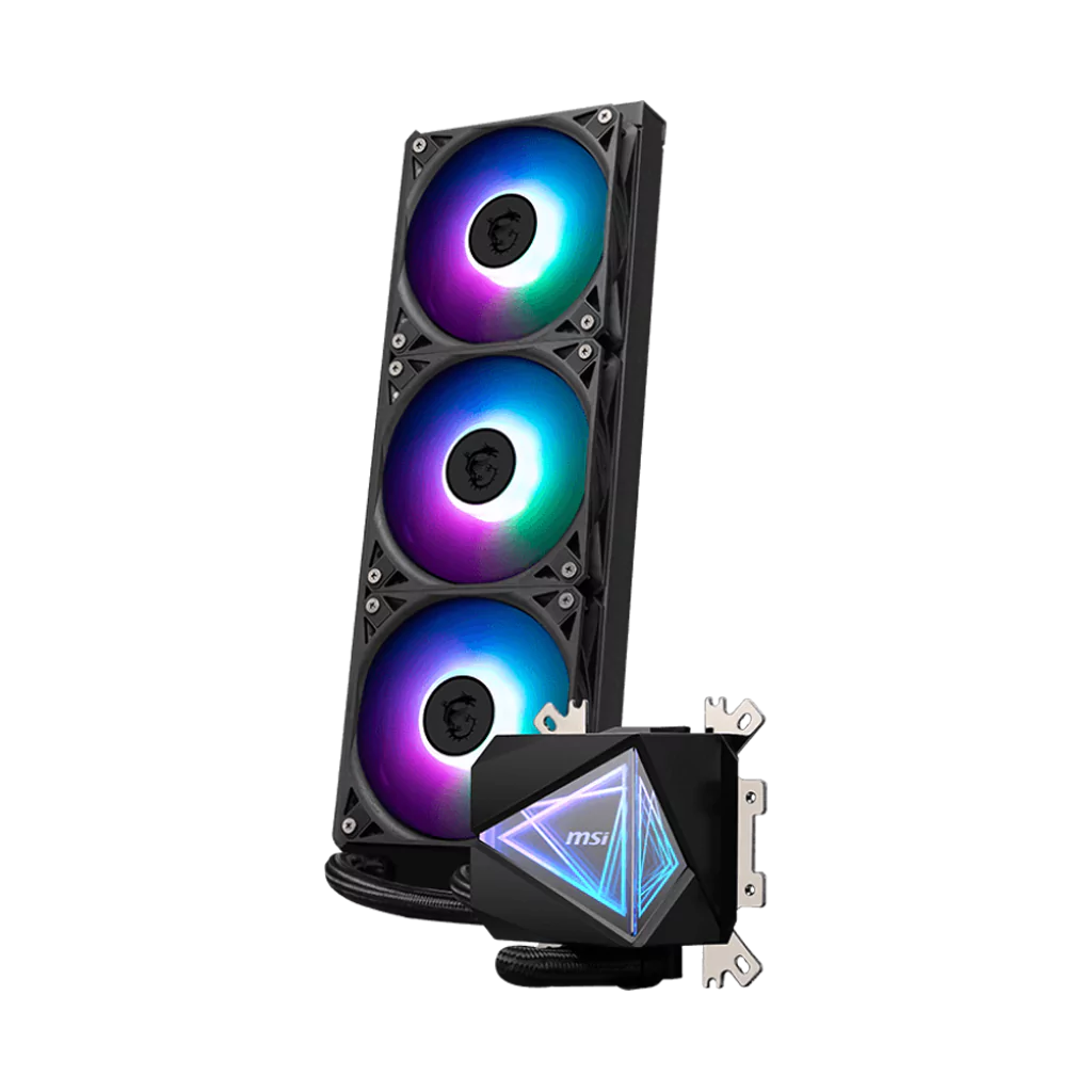 MSI MAG CORELIQUID I240 240 mm AIO Liquid Cooling System - Black | White (Copy)
Dual-sided Infinite Mirror: Showcases MSI's product features from multiple angles, highlighting its craftsmanship and uniqueness.
Fan Cable Management Cover: Covers pre-installed fan cables, enhancing aesthetics and creating a cleaner gaming setup.
LDB Bearing: Balances lifespan and noise, is dust-proof, and adapts to various environments for stable fan operation.
Integrated INTEL and AMD Installation Bracket: Environmentally friendly, avoids resource wastage, and ensures easy hardware upgrades for gamers.
Easy installation