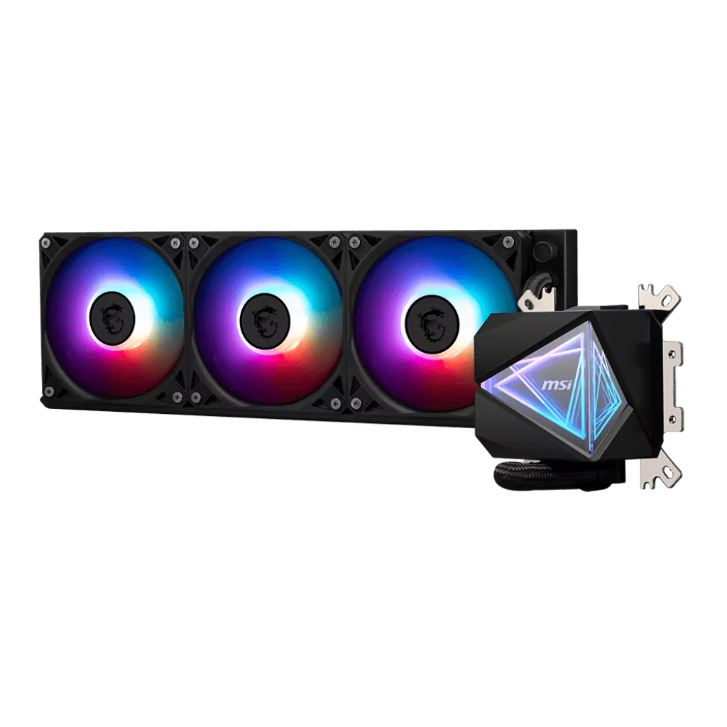 MSI MAG CORELIQUID I240 240 mm AIO Liquid Cooling System - Black | White (Copy)
Dual-sided Infinite Mirror: Showcases MSI's product features from multiple angles, highlighting its craftsmanship and uniqueness.
Fan Cable Management Cover: Covers pre-installed fan cables, enhancing aesthetics and creating a cleaner gaming setup.
LDB Bearing: Balances lifespan and noise, is dust-proof, and adapts to various environments for stable fan operation.
Integrated INTEL and AMD Installation Bracket: Environmentally friendly, avoids resource wastage, and ensures easy hardware upgrades for gamers.
Easy installation