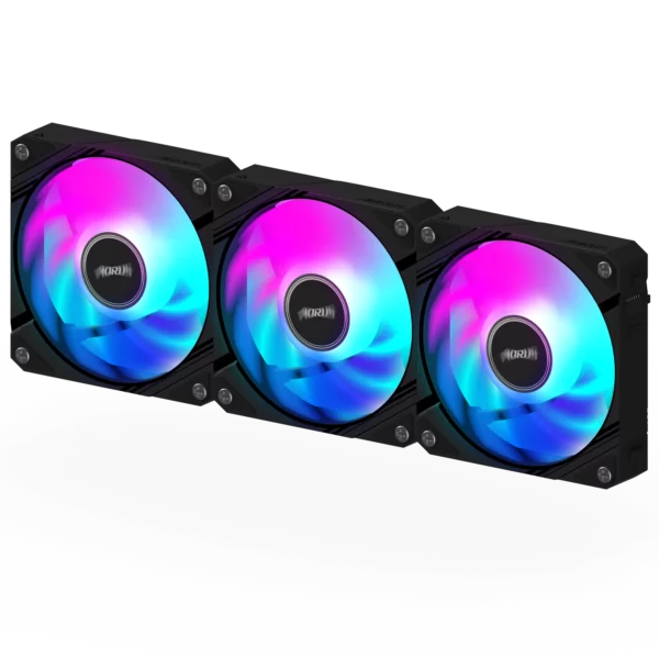 GIGABYTE AORUS EZ CHAIN FAN 120 3-Pack
 	Fan EZ-Chain: DIY-friendly fan design with slide-in interlocking mechanism and DAISY-CHAIN
 	New fan blade design increases both airflow and pressure, while reducing noise
 	The ARGB fan lighting can be synchronized with other devices
 	Universal design for fan RPM control, compatible with all motherboard brands
 	Need only one cable to connect multiple AORUS EZ-CHAIN ARGB fans
 	Big airflow reduces system temperatures by expelling waste heat Quiet, low-noise fans
 	Supports synchronization with AORUS WATERFORCE X II series & AORUS WATERFORCE II series liquid cooling RGB lighting