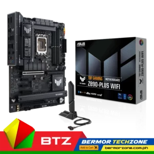 Asus TUF GAMING Z890-PLUS WIFI ATX LGA 1851 Motherboard<ul>
 	<li><strong>CPU:</strong> Supports Intel® Core™ Ultra Processors (Series 2), LGA1851; supports Intel® Turbo Boost Technology 2.0 and Intel® Turbo Boost Max Technology 3.0 (support varies by CPU).</li>
 	<li><strong>Chipset:</strong> Intel® Z890 Chipset.</li>
 	<li><strong>Memory:</strong>
<ul>
 	<li>4 x DIMM slots, max. 192GB, DDR5.</li>
 	<li>Supports up to 9066+ MT/s (OC), Non-ECC, Un-buffered, <a href="https://bermorzone.com.ph/">Clocked Unbuffered DIMM</a> (CUDIMM).</li>
 	<li>Dual-channel memory architecture, DIMM Fit, Intel® XMP memory modules, ASUS Enhanced Memory Profile III (AEMPIII).</li>
</ul>
</li>
 	<li><strong>Graphics:</strong>
<ul>
 	<li>1 x DisplayPort (max. 4K@60Hz, DP 1.4).</li>
 	<li>1 x HDMI™ port (4K@60Hz, HDMI 2.1).</li>
 	<li>1 x Intel® Thunderbolt™ 4 port (USB Type-C®) with DisplayPort and Thunderbolt™ support.</li>
 	<li>1 x USB 20Gbps port (USB Type-C®) with DisplayPort output support.</li>
</ul>
</li>
 	<li><strong>Expansion Slots:</strong>
<ul>
 	<li>1 x PCIe 5.0 x16 slot.</li>
 	<li>1 x PCIe 4.0 x16 slot (supports x4 mode).</li>
 	<li>1 x PCIe 4.0 x4 slot.</li>
 	<li>2 x PCIe 4.0 x1 slots.</li>
</ul>
</li>
 	<li><strong>Storage:</strong>
<ul>
 	<li>4 x M.2 slots and 4 x SATA 6Gb/s ports.</li>
 	<li>M.2_1 (Key M, PCIe 5.0 x4), M.2_2 (Key M, PCIe 4.0 x4), M.2_3 (Key M, PCIe 4.0 x4), M.2_4 (Key M, PCIe 4.0 x4 & SATA modes).</li>
</ul>
</li>
 	<li><strong>Ethernet:</strong>
<ul>
 	<li>1 x Intel® 2.5Gb Ethernet with TUF LANGuard.</li>
</ul>
</li>
</ul>