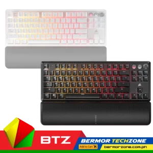 Corsair K70 PRO TKL High-Performance Hall Effect Programmable Gaming Keyboard with Rapid TriggerThe CORSAIR K70 PRO TKL empowers you to react faster and overtake all opponents, with adjustable MGX Hyperdrive switches, Rapid Trigger, and an unbeatable typing sound and feel.
<ul>
 	<li><strong>Software Compatibility:</strong> Supported in iCUE</li>
 	<li><strong>Media and Volume Controls:</strong> Yes</li>
 	<li><strong>Size:</strong> Tenkeyless (TKL)</li>
 	<li><strong>Wrist Rest:</strong> Magnetic detachable, leatherette cover with memory foam cushion</li>
 	<li><strong>Report Rate:</strong> Up to 8,000Hz</li>
 	<li><strong>Form Factor:</strong> TKL (Tenkeyless)</li>
 	<li><strong>Color:</strong> Black/White</li>
</ul>