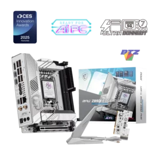 MSI MPG Z890I EDGE TI WIFI LGA 1851 Mini-ITX White Intel Motherboard<ul>
 	<li>Support Intel<sup>®</sup> Core™ Ultra Processors (Series 2) for LGA 1851 socket</li>
 	<li>Supports DDR5 Memory, up to 8600+ MT/s (OC)</li>
 	<li>Ultra Performance: Direct 10+1+1+1 Power Phases, Core Boost,<a href="https://bermorzone.com.ph/"> Memory Boost</a>, 14-layer PCB made by 1oz thickened copper and server-grade level material</li>
 	<li>Frozr Guard: Enlarged heatsink with heat-pipe, Frozr Heatsink, MOSFET thermal pads rated for 7W/mk and M.2 Shield Frozr are built for high performance system and non-stop gaming experience</li>
 	<li>EZ DIY: EZ M.2 Shield Frozr II, Smart Button and EZ Antenna</li>
 	<li>Lightning Fast Game experience: PCIe 5.0 slot, Lightning Gen 5 M.2</li>
 	<li>Ultra Connect: Thunderbolt™ 4 and Intel<sup>®</sup> Killer™ 5G LAN with Wi-Fi 7 Solution - The latest solution for professional and multimedia use, delivering secure, stable, and high-speed networking and data transmission</li>
 	<li>Audio Boost 5: Reward your ears with studio grade sound quality for the most immersive gaming experience</li>
</ul>