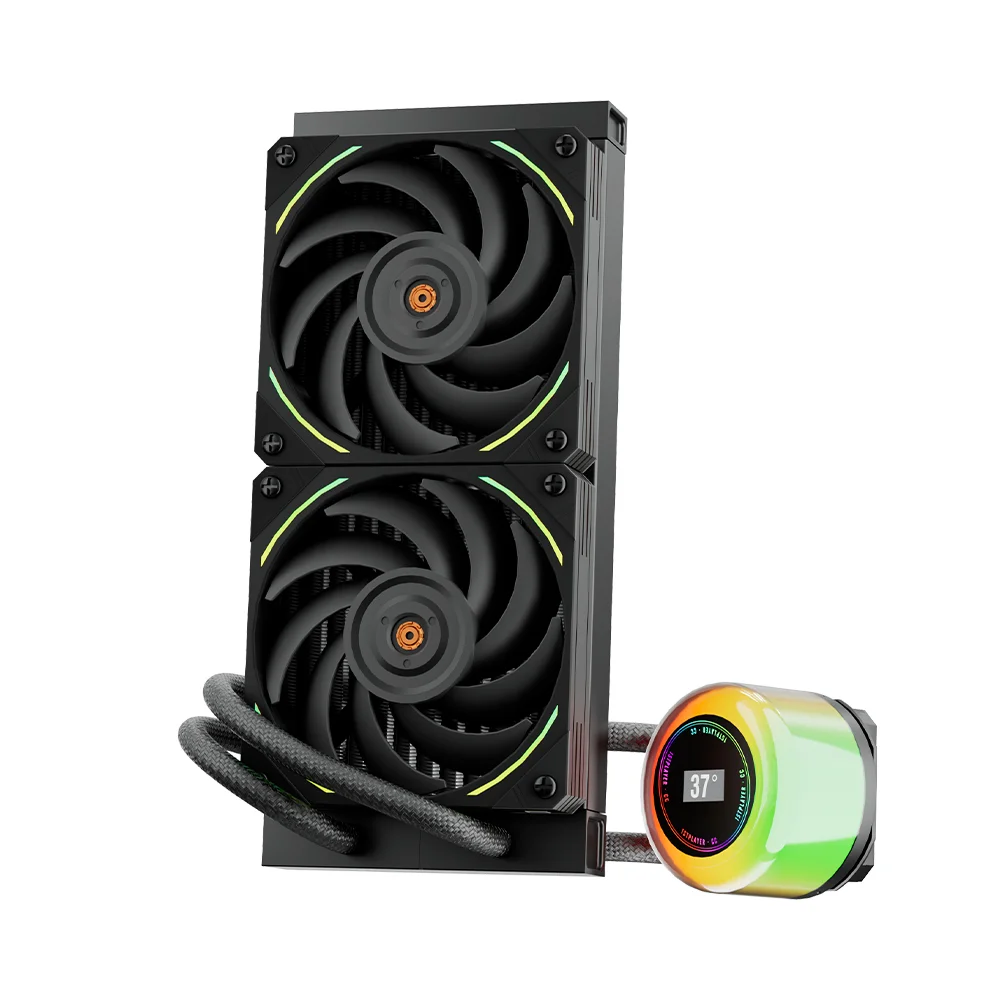 1stPlayer Thunderstorm TS2 240 RGB AIO CPU Liquid Cooling System - Black | White (Copy)
Pure Copper Endothermic Block
Support 5v RGB Sync with Motherboard (ARGB)on Pump Head&Cooling Fan
Temperature Controlled 9 Blades Fan (600-1800RPM)with Noise Reduction Feature
Long Life Bearing Water Pump (2500±10%RPM)/40,000hrs
High-density Fin Heat Sink
High-performance silicone grease