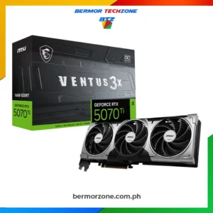 MSI GeForce RTX 5070 Ti 16G VENTUS 3X OC PLUS GDDR7 Graphics Card<h4>WITH DLSS 4</h4>
<ul>
 	<li><b>Powered by NVIDIA DLSS 4.</b></li>
 	<li><b>SFF-Ready Enthusiast GeForce Card.</b></li>
 	<li><b>Core Clock:</b> TBD</li>
 	<li><b>TORX Fan 5.0:</b> Fan <a href="https://bermorzone.com.ph/">blades</a> linked by ring arcs work to stabilize and maintain high-pressure airflow.</li>
 	<li><b>Nickel-plated Copper Baseplate:</b> Heat from the GPU and memory is swiftly captured by a nickel-plated copper baseplate and transferred.</li>
 	<li><b>Core Pipe</b> feature a square design to maximize contact with the GPU baseplate for optimal thermal management.</li>
 	<li><b>Metal Backplate:</b> A reinforcing metal backplate with airflow vents and thermal pads enhances cooling.</li>
 	<li><b>MSI Center</b> gives you the choice to prioritize full performance in GAMING mode or low noise in SILENT mode.</li>
 	<li><b>Afterburner</b> software takes full control with the most recognized and widely used graphics card overclocking software in the world.</li>
</ul>