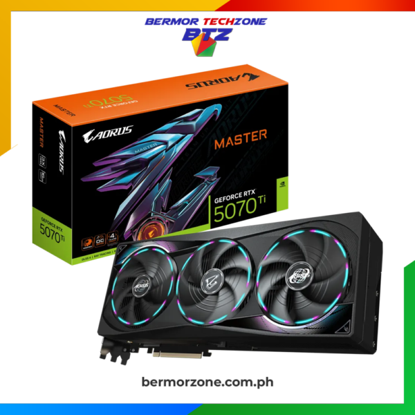 Gigabyte AORUS GeForce RTX 5070 Ti MASTER 16G GDDR7 Graphics CardFEATURES

 	Powered by GeForce RTX™ 5070 Ti
 	Integrated with 16GB GDDR7 256bit memory interface
 	WINDFORCE cooling system

 	Hawk fan
 	Composite metal grease for GPU
 	Server-grade thermal conductive gel


 	LCD Edge View
 	RGB Halo
 	Dual BIOS (Performance/ Silent)
 	Reinforced structure
 	Versatile VGA holder
 	4 years warranty (Online registration required)