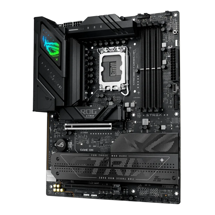 ASUS ROG STRIX B860-A GAMING WIFI LGA 1851 ATX Motherboard (Copy)
CPU Support:
Intel® Core™ Ultra Processors (Series 2)
Intel® Turbo Boost Technology 2.0 and Intel® Turbo Boost Max Technology 3.0
Intel® B860 Chipset
Memory:
4 x DIMM slots, max. 256GB DDR5
Supports up to 8600+MT/s (OC), Non-ECC Un-buffered, Clocked Unbuffered DIMM (CUDIMM)
Dual channel memory architecture
Intel® Extreme Memory Profile (XMP) & ASUS Enhanced Memory Profile III (AEMPIII)
Graphics:
1 x DisplayPort (max. 8K@30Hz)
1 x HDMI™ (max. 4K@60Hz)
1 x USB4® (20Gbps) port for USB Type-C® display output (max. 4K@60Hz, bandwidth up to 23.8Gbps)
Expansion Slots:
1 x PCIe 5.0 x16 slot (Intel® Core™ Ultra Processors)
1 x PCIe 4.0 x16 slot (supports x4 mode, Intel® B860 Chipset)
M.2_4 slot shares bandwidth with PCIEX16(G4) slot. When PCIEX16(G4) is active, M.2_4 is disabled.
