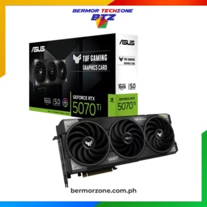 ASUS TUF Gaming GeForce RTX 5070 Ti 16GB GDDR7 Graphics Card<ul>
 	<li><strong>Graphic Engine:</strong> NVIDIA® GeForce RTX™ 5070 Ti</li>
 	<li><strong>AI Performance:</strong> TBD</li>
 	<li><strong>Bus Standard:</strong> PCI Express 5.0</li>
 	<li><strong>OpenGL:</strong> OpenGL® 4.6</li>
 	<li><strong>Video <a href="https://bermorzone.com.ph/">Memory</a>:</strong> 16GB GDDR7</li>
 	<li><strong>Engine Clock:</strong> TBD</li>
 	<li><strong>CUDA Cores:</strong> 8960</li>
 	<li><strong>Memory Speed:</strong> 28 Gbps</li>
 	<li><strong>Memory Interface:</strong> 256-bit</li>
 	<li><strong>Dimensions:</strong> 329 x 140 x 62.5 mm (12.95 x 5.51 x 2.46 inch)</li>
</ul>